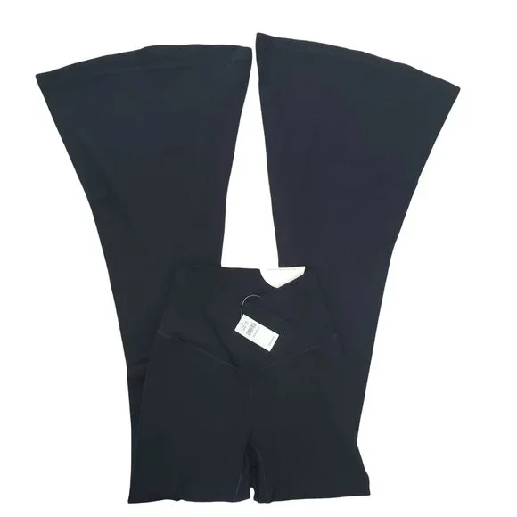OFFLINE By Aerie Real Me High Waisted Crossover Rib Super Flare Legging black XS - Picture 4 of 11